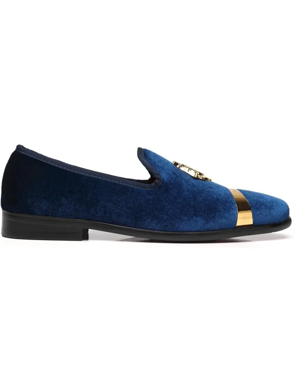 Men's Navy Velvet Dress Shoes Wedding Party Prom Formal Slip-on Loafers